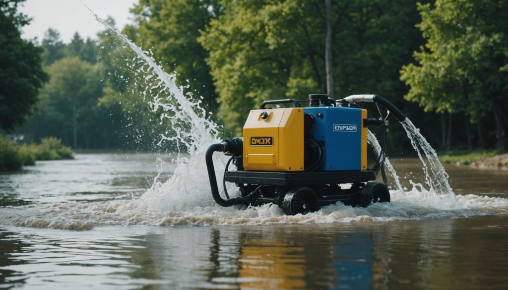 Flood King DX water extraction machine removing water from a flooded area in Hot Springs.